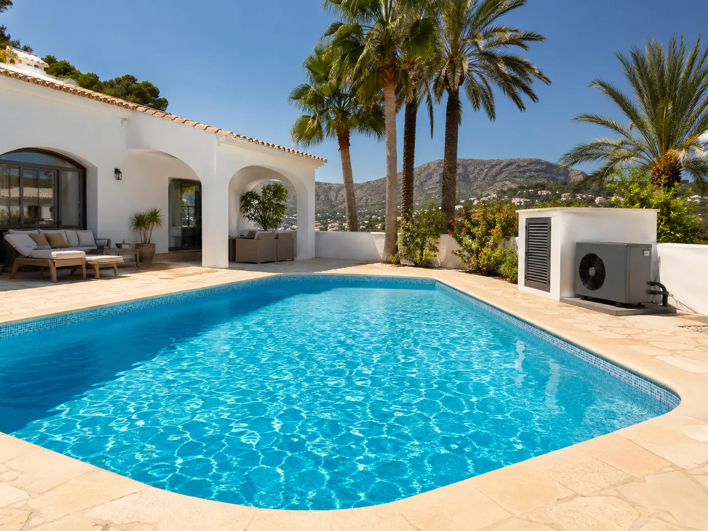 Jávea villa swimming pool with an air-source pool heat pump